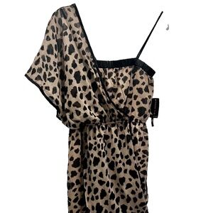 (NWT) Teeze Me Women's/Juniors Brown/Black Leopard Print Draped Dress Size 11